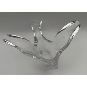 Heavy Clear Art Glass Bird Figurine Abstract Flying Swallows Sculpture Decor